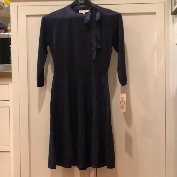 Nanette Lepore Dresses | Nanette Lepore Light Weight Blue Sparkly Sweater Dress L Nwt | Color: Blue | Size: L | Amandashopnsell's Closet